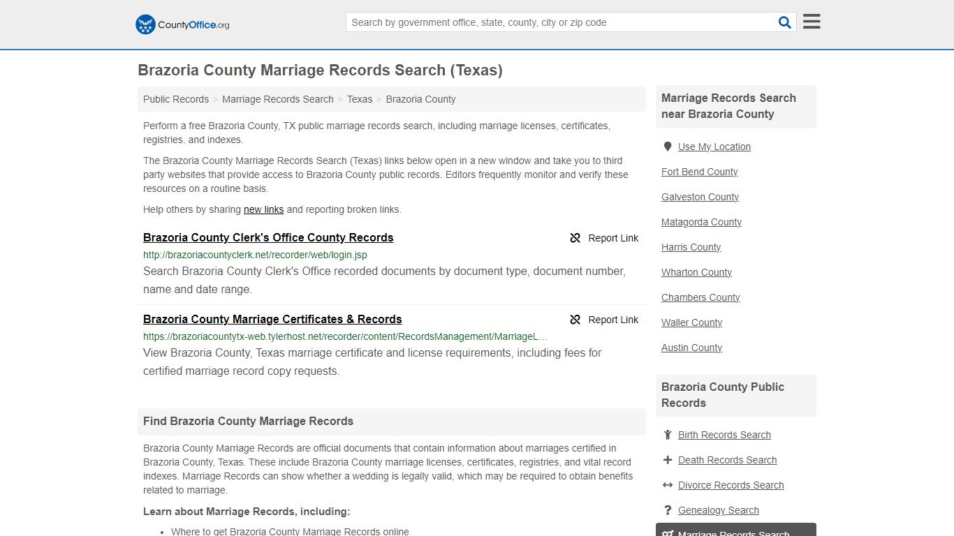 Brazoria County Marriage Records Search (Texas) - County Office