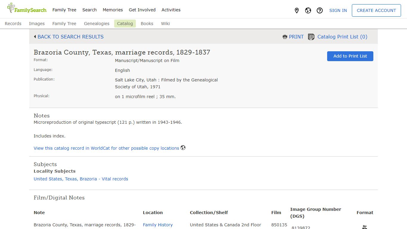 Brazoria County, Texas, marriage records, 1829-1837